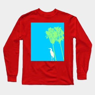 Heron and Palm Trees Long Sleeve T-Shirt